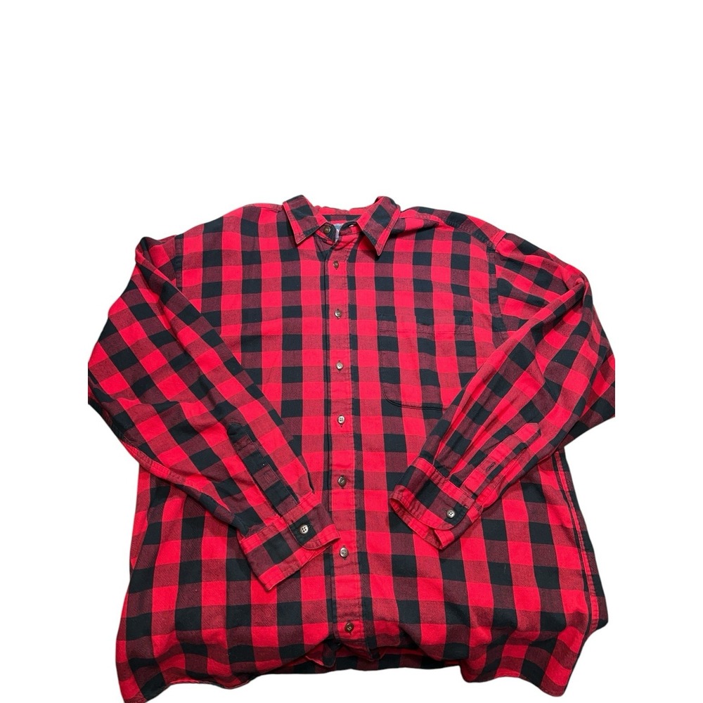 Vintage 1960s Men's Woolrich Flannel Shirt‎ Buffalo Plaid USA Button Up Size L